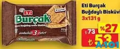ETİ BURÇAK BUĞDAYLI BİSKÜVİ 3X131 GR fiyat ve kampanya bilgisi